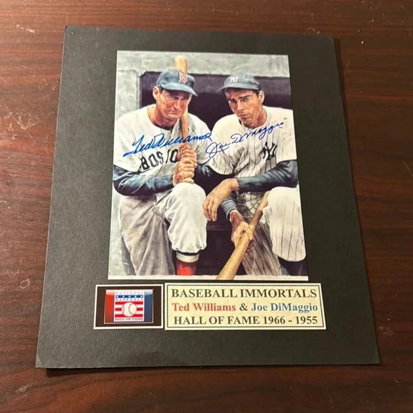 Baseball Immortals Ted Williams & Joe DiMaggio Hall of Fame Plaque